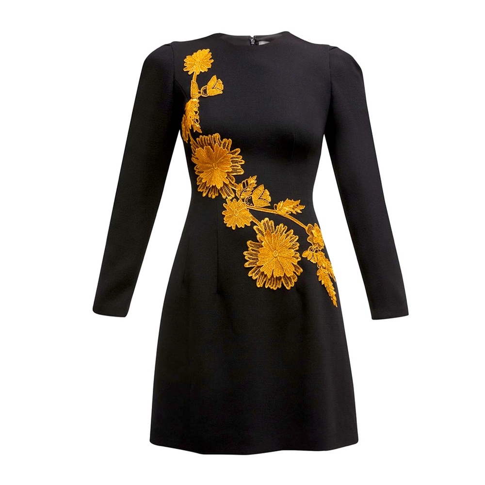 Lela Rose Holly Floral Lace-Trim Fit & Flare Dress | Size 10